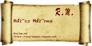 Rácz Mínea névjegykártya